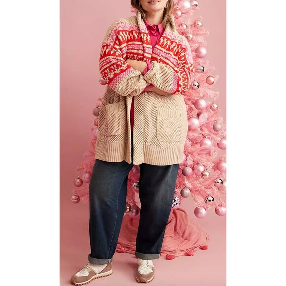 Lane Bryant Shawl Collar Jacquard Cardigan Size 18/20 Open Front Long Line NEW - Picture 6 of 11